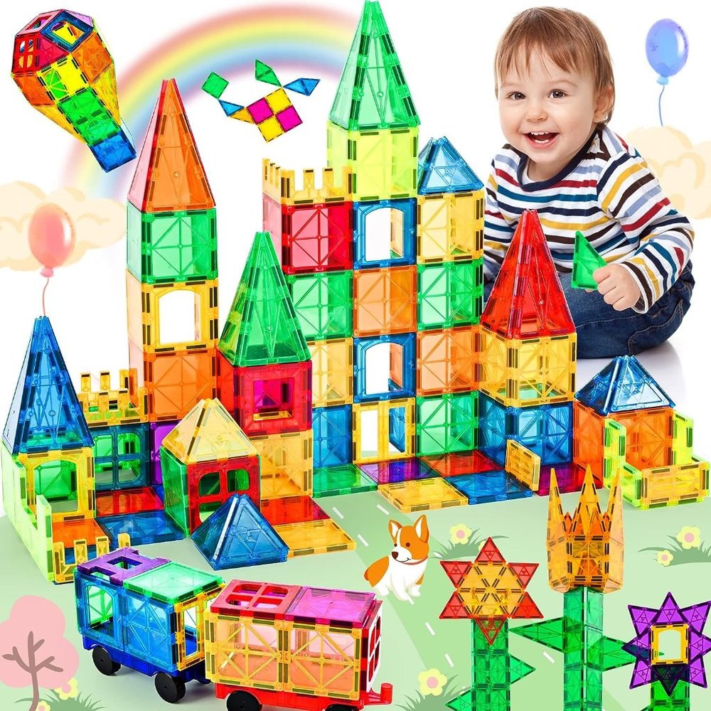 cossy 120Pcs Magnet Tiles Magnetic 3D Building Blocks Set Educational